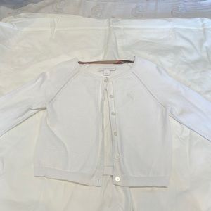 Classic Burberry girls white long sleeve button-down cardigan
